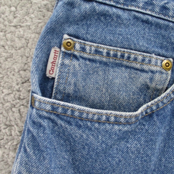 Carhartt Jeans Mens 34x30 Blue Denim Relaxed Fit Straight Work 381-83 Distressed - Picture 3 of 14